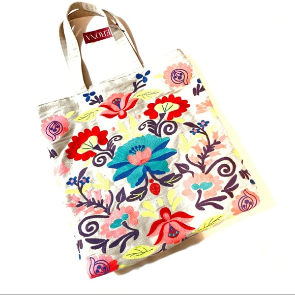 Large Embroidered Canvas Tote - Picture 2 of 8